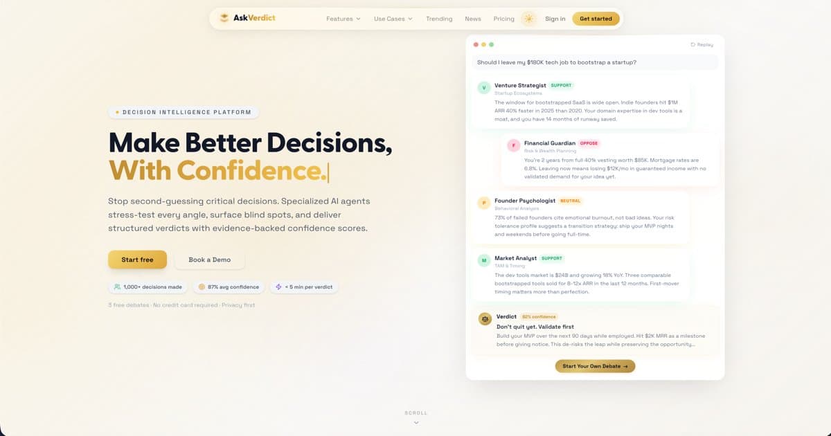 AskVerdict Is Now Public: Structured AI Debate for Every Decision